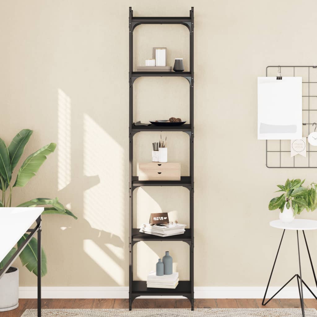Bücherregal Schwarz mit 6 Böden
