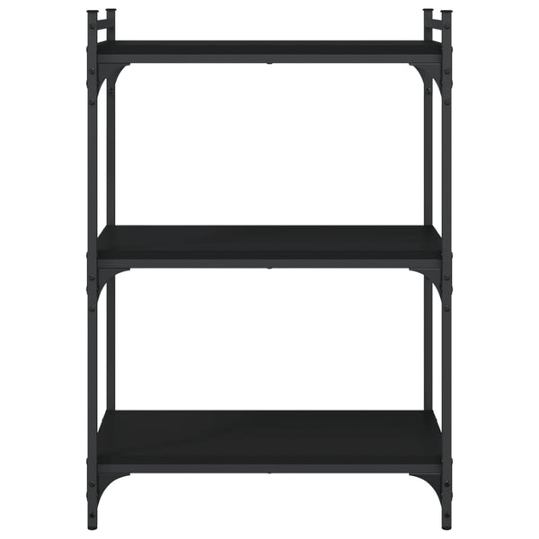 Schwarzes Bücherregal mit 3 Böden