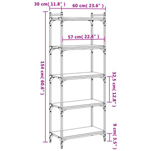 Bücherregal Braun Eiche-Optik 60x30x154cm