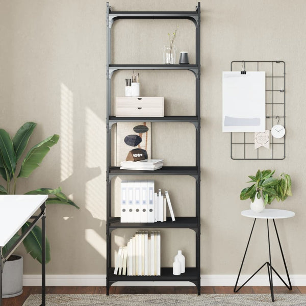 Bücherregal Schwarz mit 6 Böden