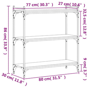 Bücherregal Räuchereiche, 3 Böden, 80 cm
