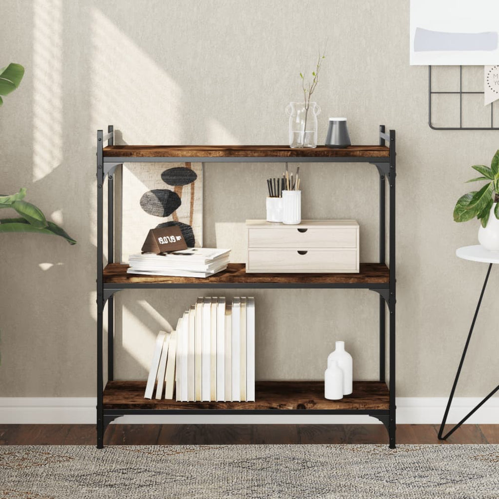 vidaXL Étagère à 3 niveaux chêne fumé 80x30x86 cm Bois d'ingénierie