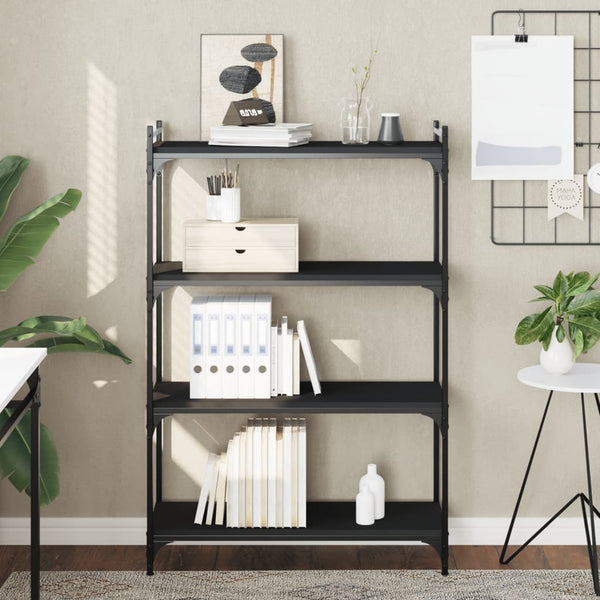 Schwarzes Bücherregal mit 4 Böden