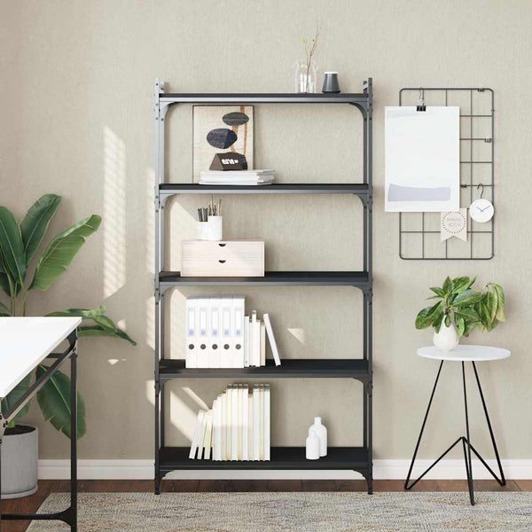 Bücherregal Schwarz 80x154 cm mit 5 Böden