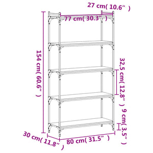 Bücherregal Grau Sonoma 80x30x154 cm