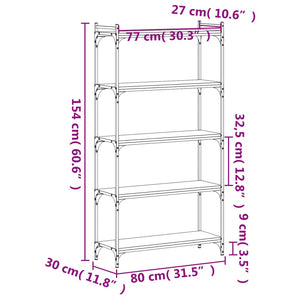 Bücherregal Braun Eiche-Optik 5 Böden