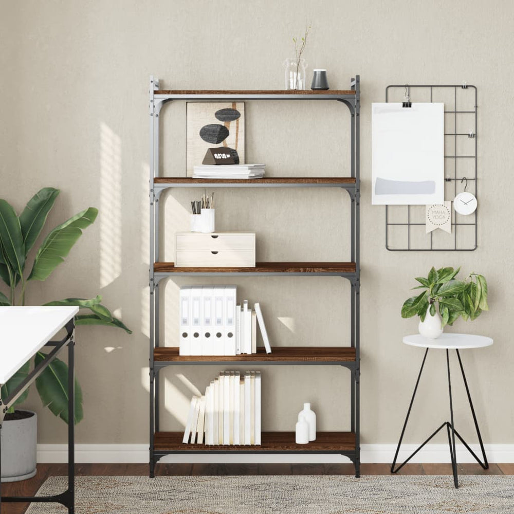vidaXL Bibliothèque 5 étagères Marron aspect chêne 80x30x154 cm Bois d'ingénierie