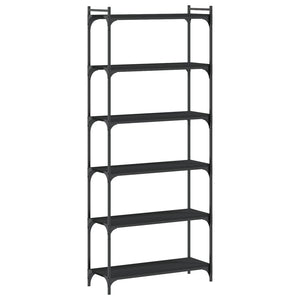 Schwarzes Bücherregal mit 6 Böden