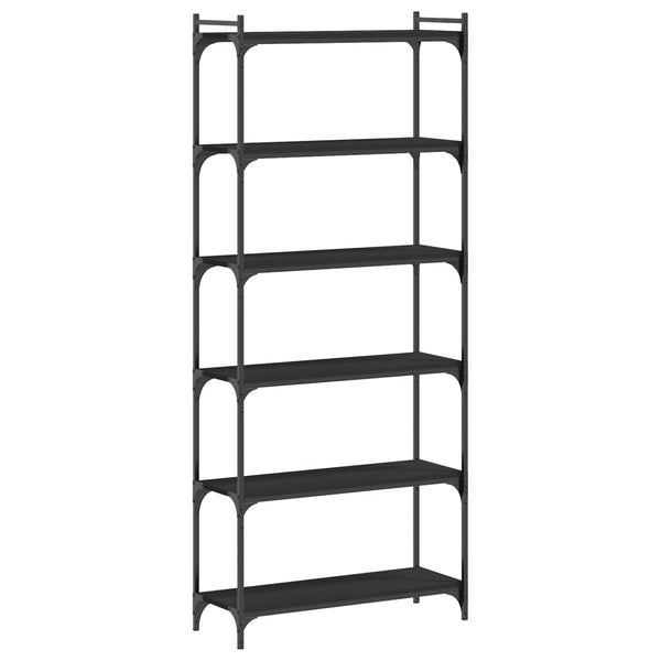 Schwarzes Bücherregal mit 6 Böden