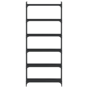 Schwarzes Bücherregal mit 6 Böden