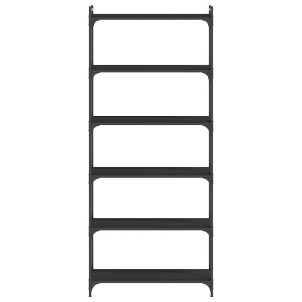 Schwarzes Bücherregal mit 6 Böden