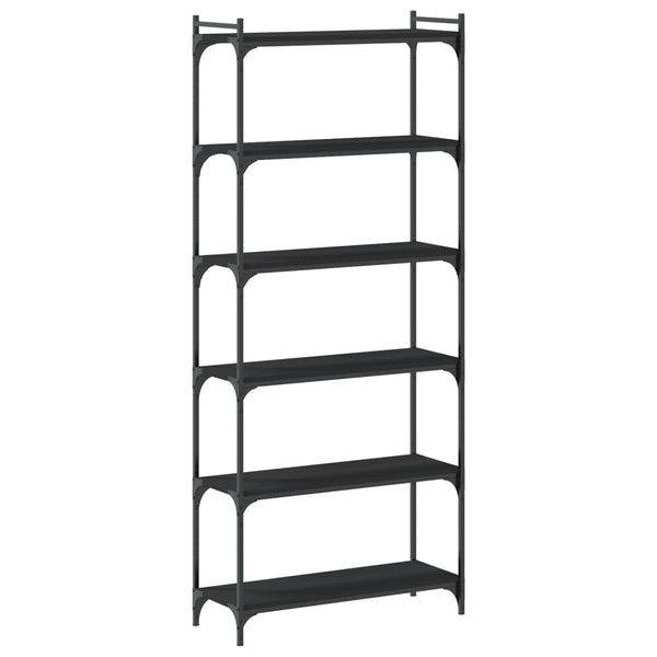Schwarzes Bücherregal mit 6 Böden