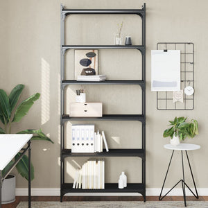 Schwarzes Bücherregal mit 6 Böden