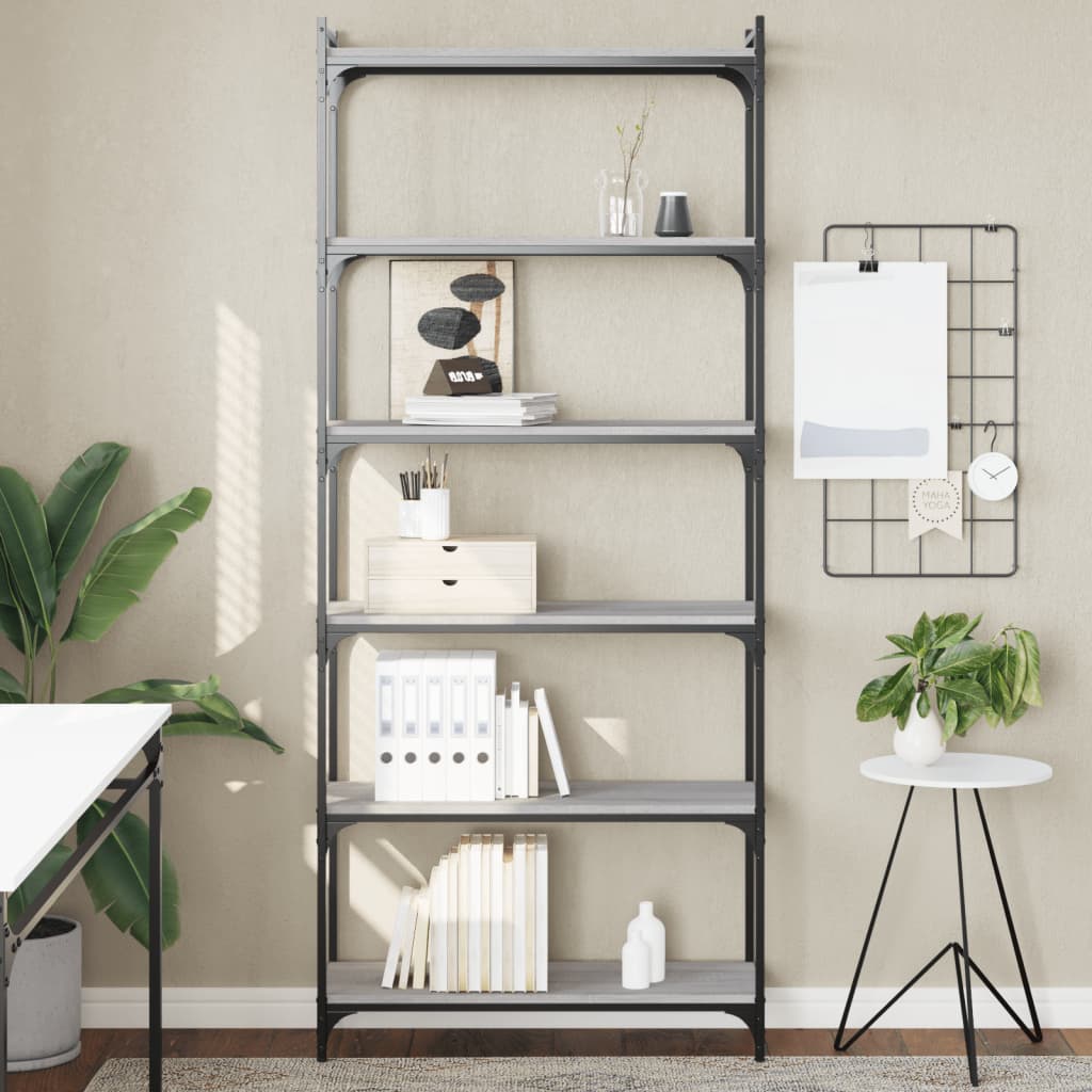 Bücherregal Grau Sonoma 80x30x188 cm
