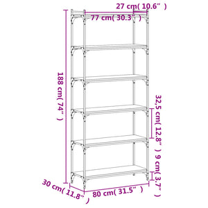 Bücherregal Braun Eiche-Optik 188cm Hoch