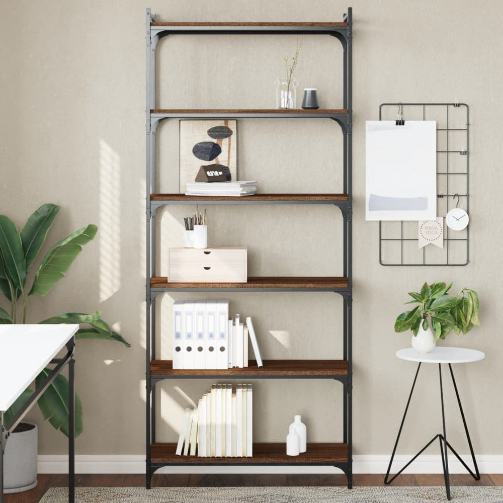 vidaXL Bibliothèque 6 étagères Chêne marron 80x30x188cm Bois d'ingénierie