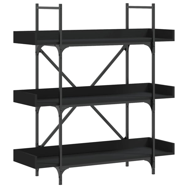 Schwarzes Bücherregal mit 3 Böden