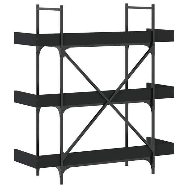 Schwarzes Bücherregal mit 3 Böden