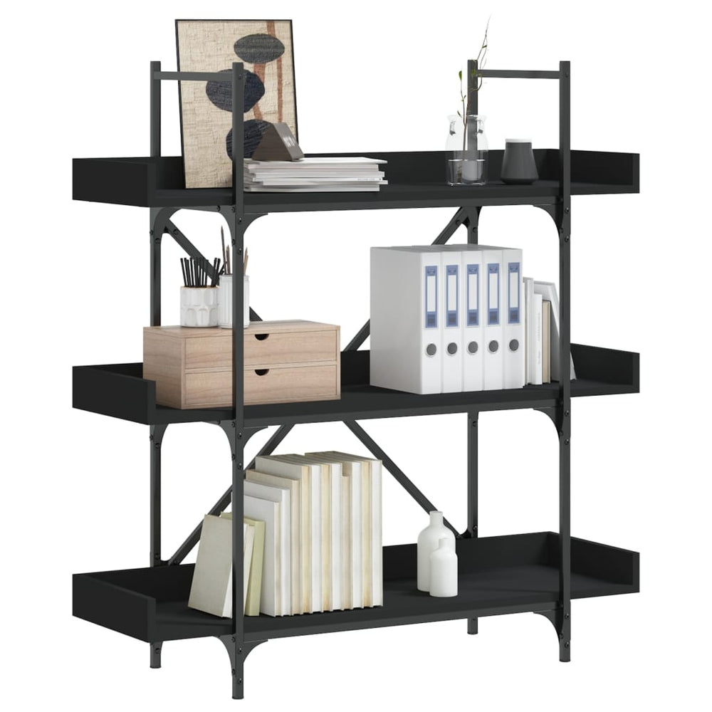 vidaXL Étagère à livres 3 niveaux Noir 100x33x108,5 cm Bois d'ingénierie