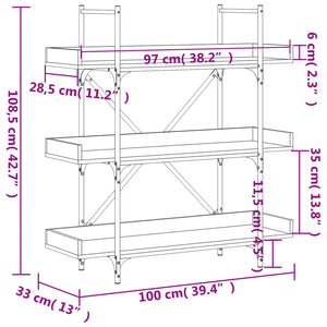 Bücherregal Grau Sonoma 100x33x108,5 cm