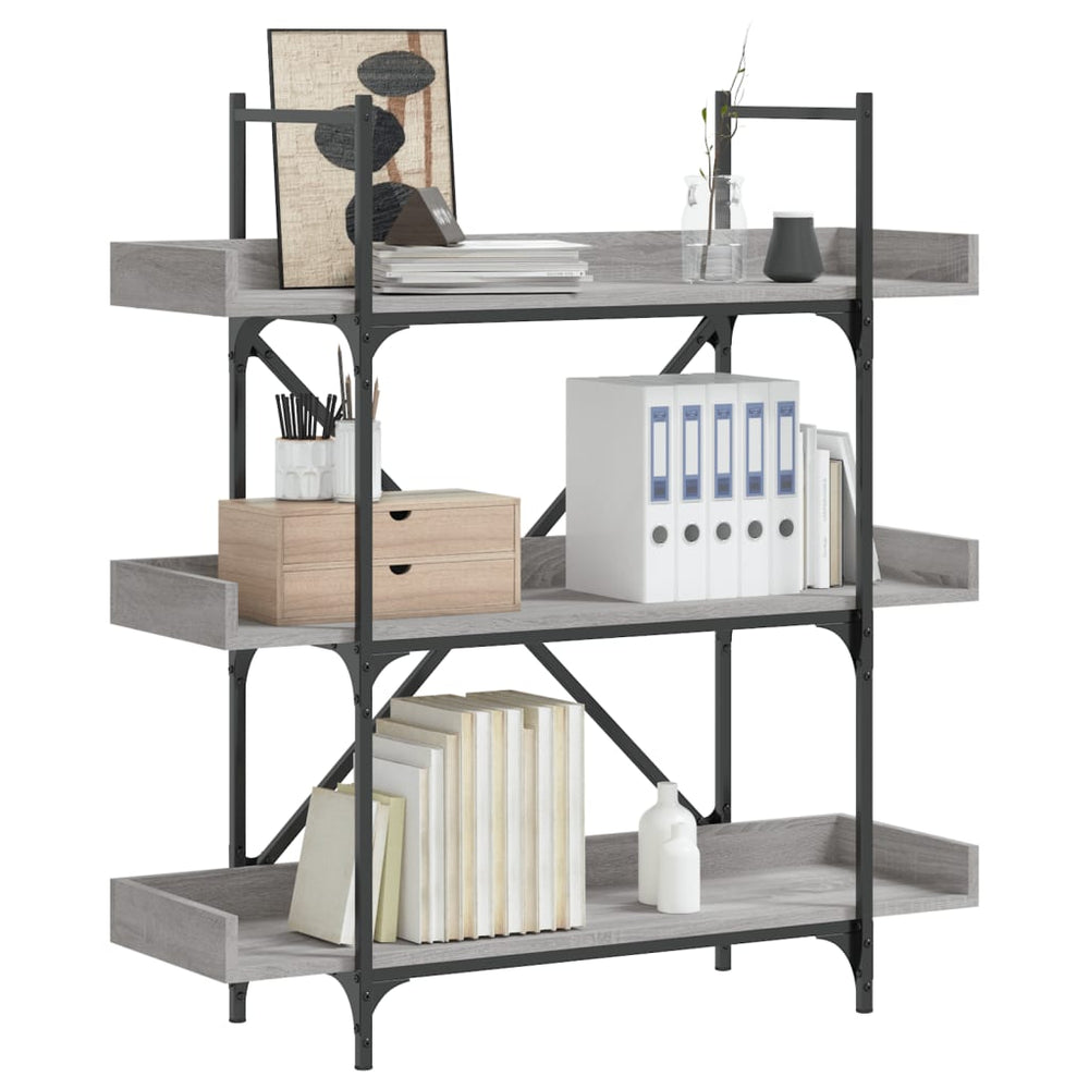 vidaXL Bibliothèque 3 étagères Gris Sonoma 100x33x108,5 cm Bois d'ingénierie