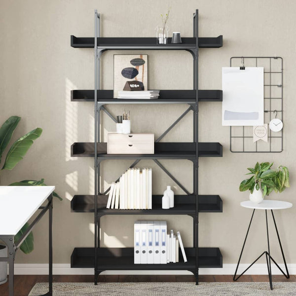Bücherregal Schwarz 5 Böden 100x33x180,5 cm