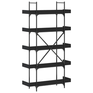 Bücherregal Schwarz 5 Böden 100x33x180,5 cm