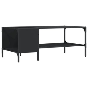 Schwarzer Couchtisch mit Regal 100x51x40 cm