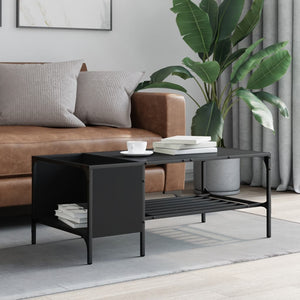 Schwarzer Couchtisch mit Regal 100x51x40 cm