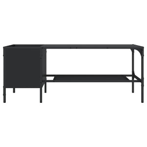 Schwarzer Couchtisch mit Regal 100x51x40 cm