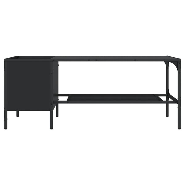 Schwarzer Couchtisch mit Regal 100x51x40 cm