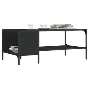 Schwarzer Couchtisch mit Regal 100x51x40 cm