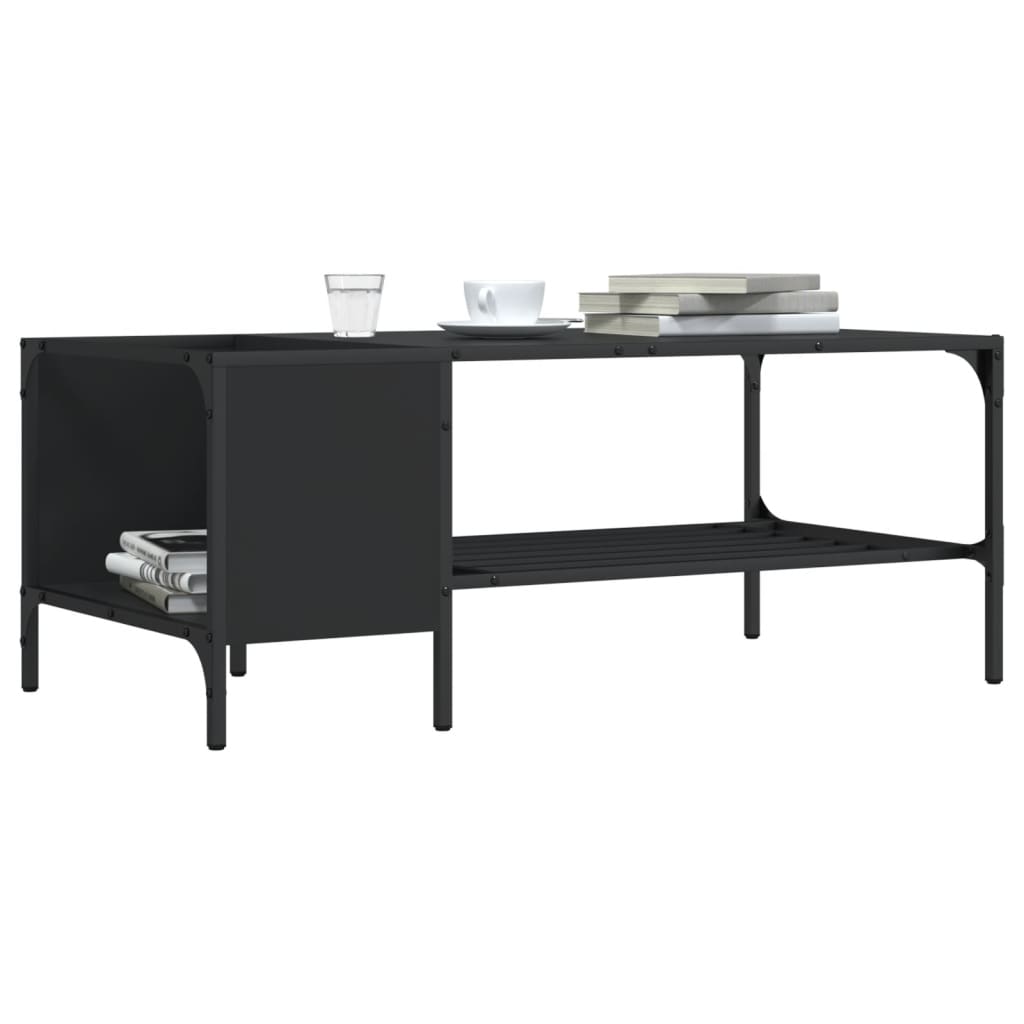 Schwarzer Couchtisch mit Regal 100x51x40 cm