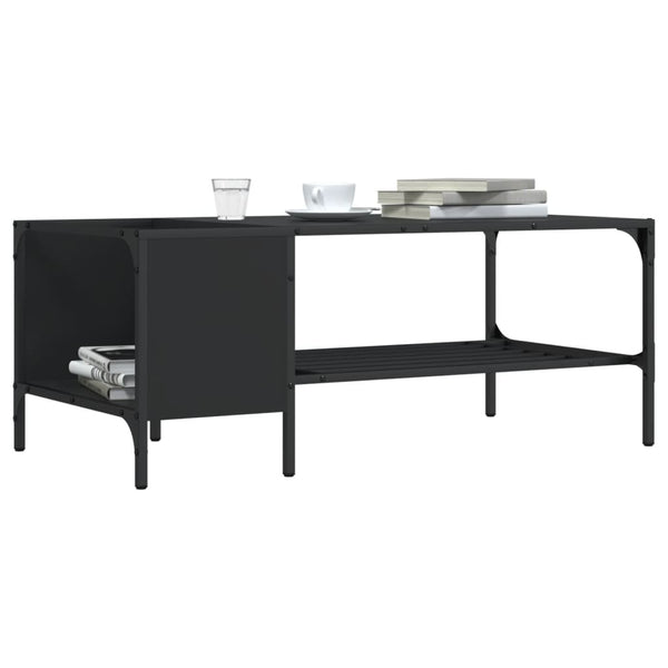 Schwarzer Couchtisch mit Regal 100x51x40 cm