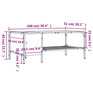 Couchtisch Räuchereiche mit Regal 100x51 cm