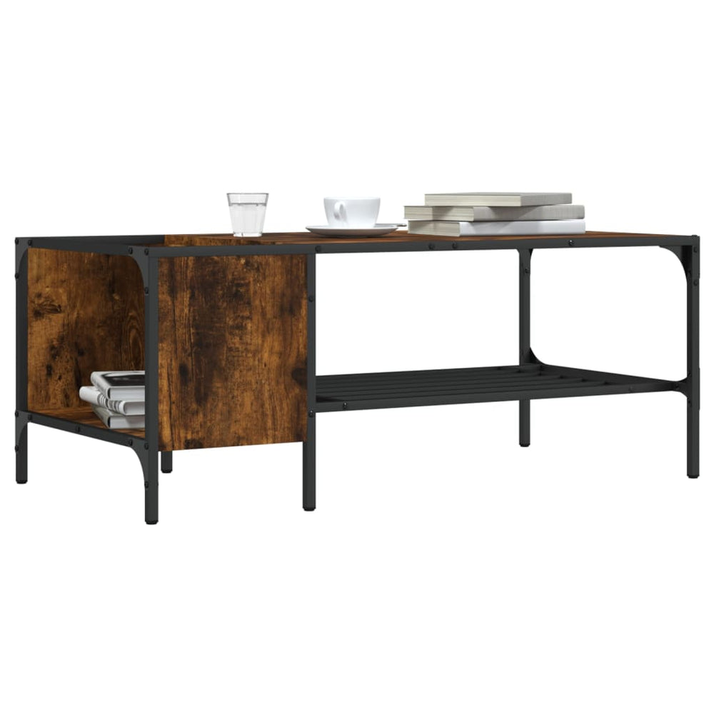 vidaXL Coffee Table with Shelf Smoked Oak 100x51x40 cm Engineered Wood