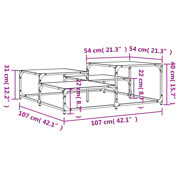 Quadratischer Couchtisch Räuchereiche 107x107 cm