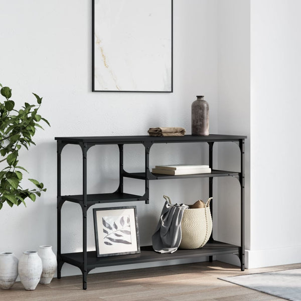 Schwarzer Konsolentisch mit Ablagen 100x35x75 cm