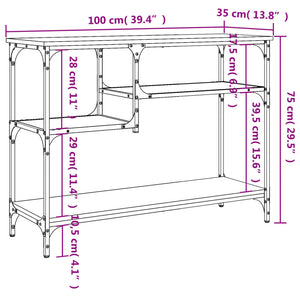 Schwarzer Konsolentisch mit Ablagen 100x35x75 cm