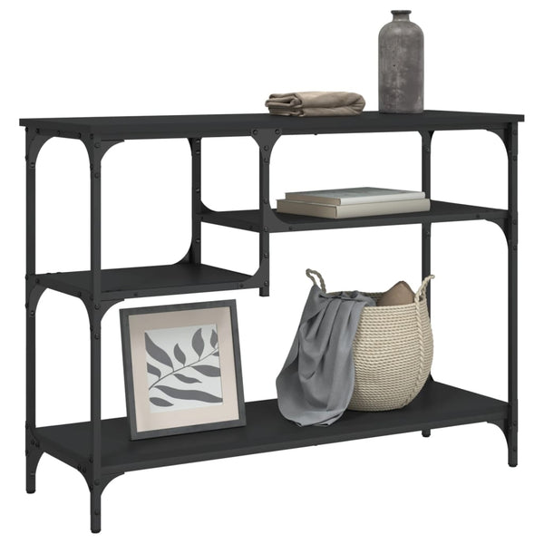 Schwarzer Konsolentisch mit Ablagen 100x35x75 cm