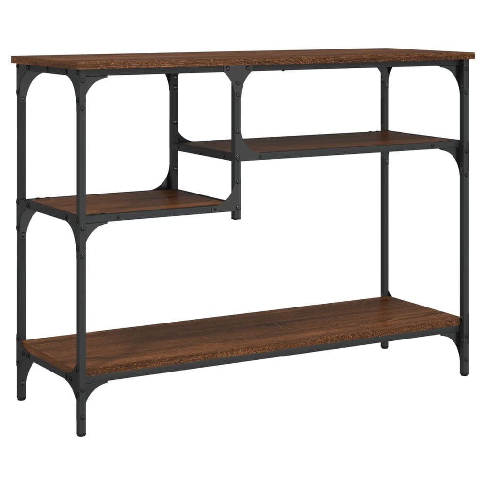 vidaXL Console Table with Shelves Brown Oak Look 100x35x75 cm