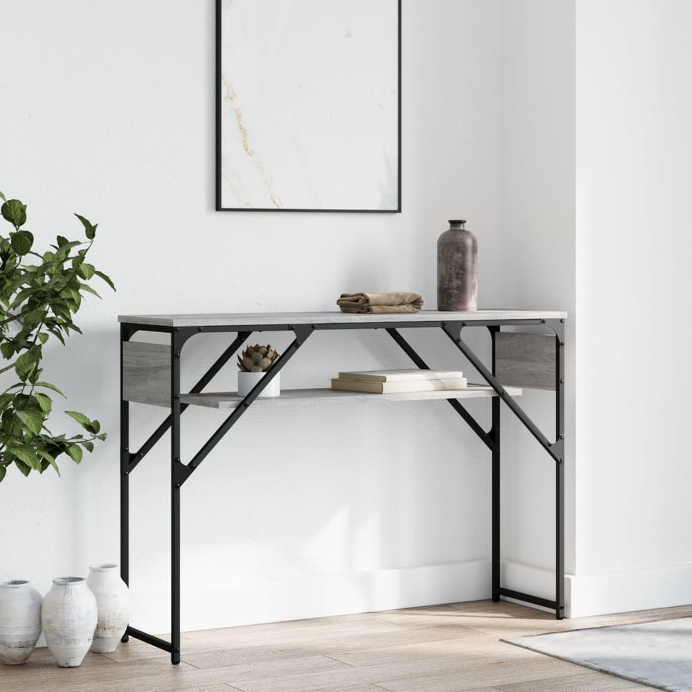 vidaXL Console avec étagère Gris Sonoma 105x30x75cm Bois d'ingénierie