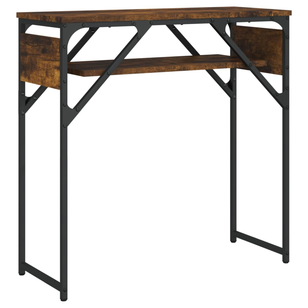 vidaXL Console de table avec étagère en bois d'ingénierie chêne fumé 75x30x75cm