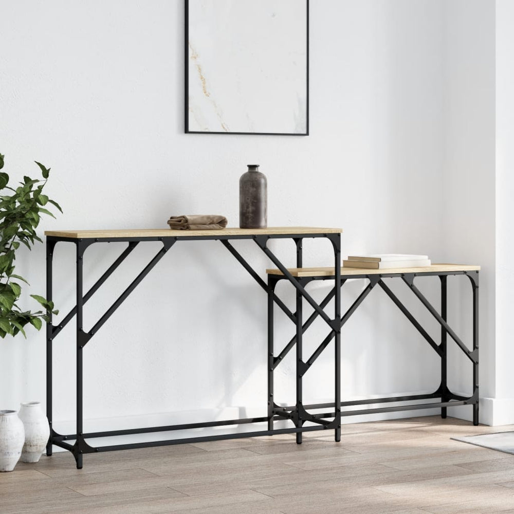 vidaXL Tables console 2 pcs Aggloméré chêne Sonoma