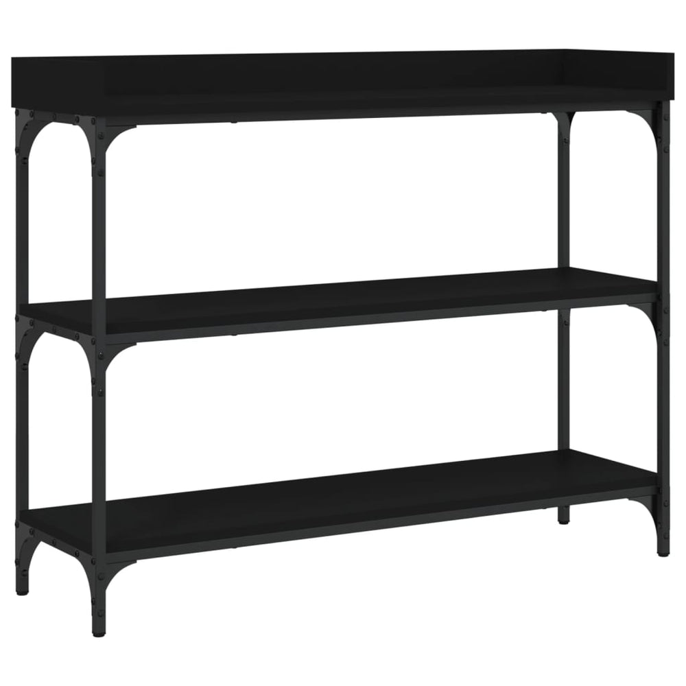 vidaXL Console Table with Shelves Black 100x30x80 cm