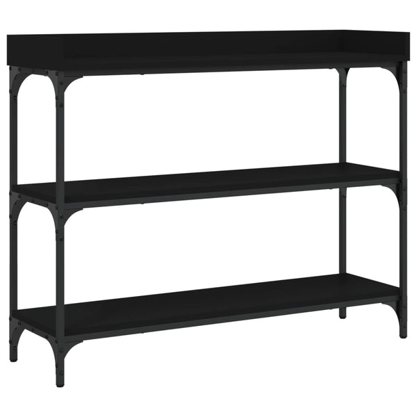 Schwarzer Konsolentisch mit Ablagen, 100 cm