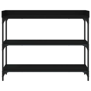 Schwarzer Konsolentisch mit Ablagen, 100 cm