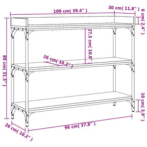 Schwarzer Konsolentisch mit Ablagen, 100 cm