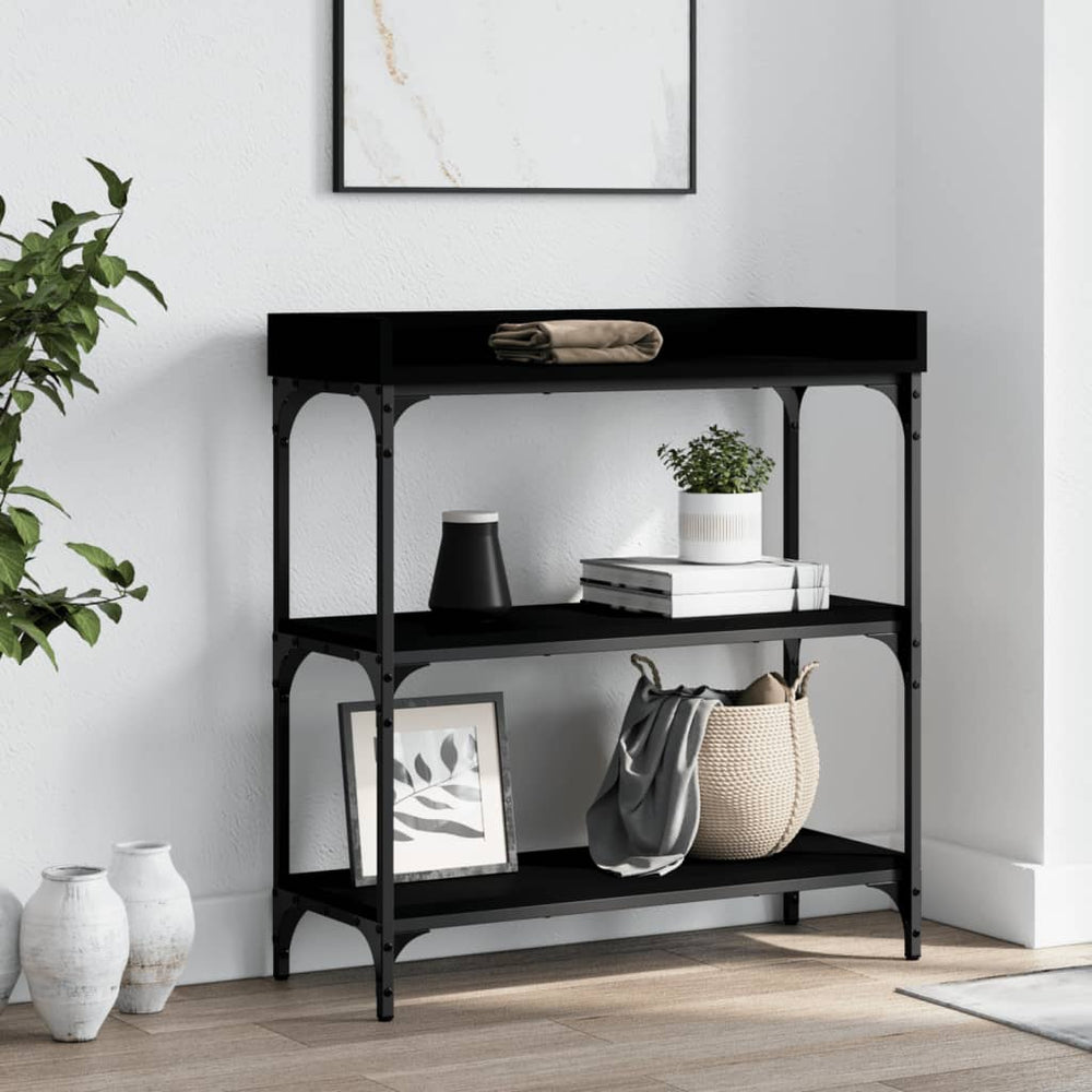 vidaXL Console avec étagères Noir 75x30x80 cm