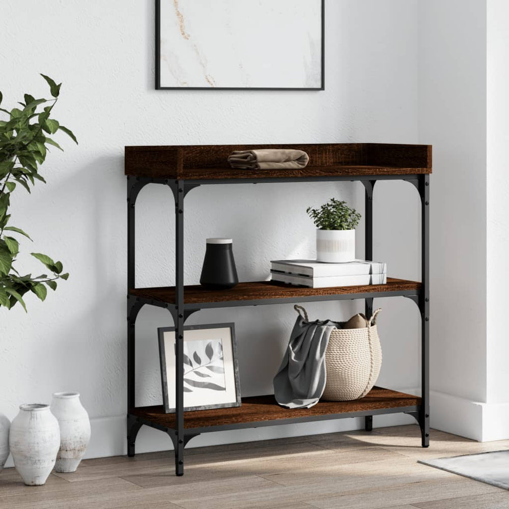 vidaXL Console Table with Shelves Brown Oak Look 75x30x80 cm